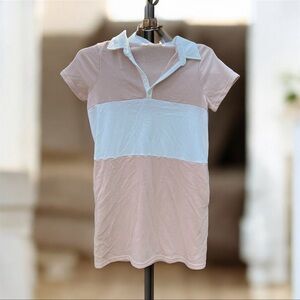 ILLA ILLA Classic Preppy Stripe Collared Polo style Shirt Dress with Pockets